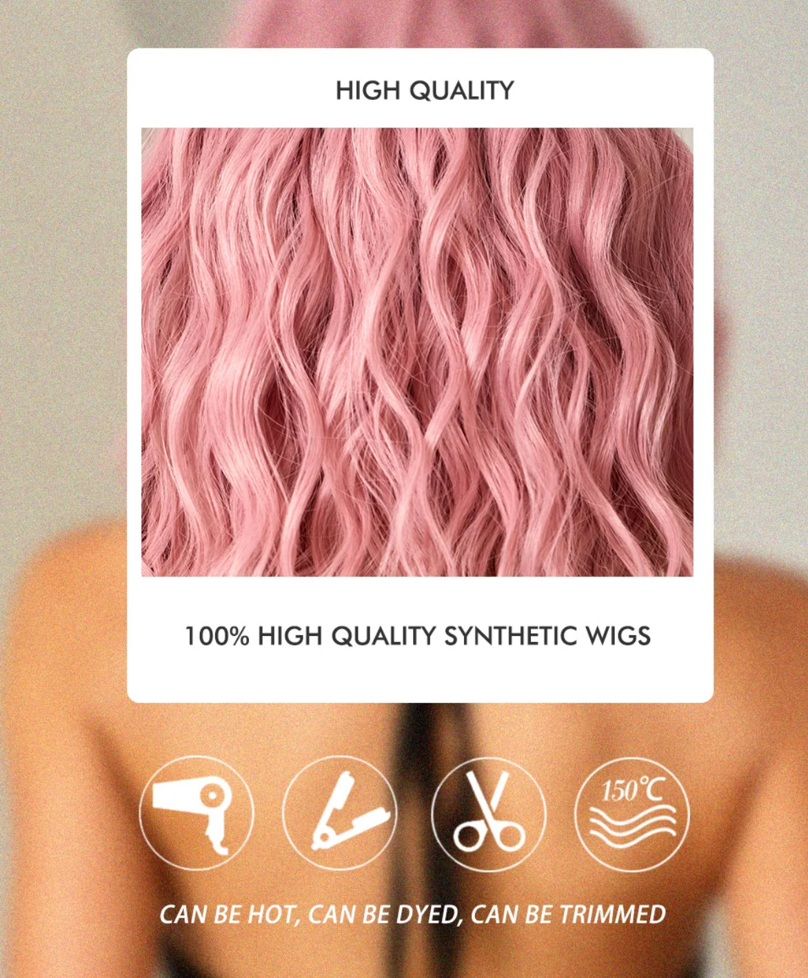 Wig light pink